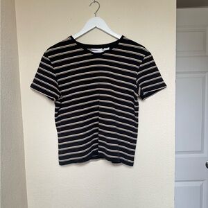 croft & barrow Black and Cream Striped Short-Sleeve Tee